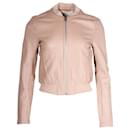 Maje Bomber Jacket in Pink Leather 