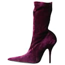 Purple velour pointed-toe boots - size EU 39.5 - Balenciaga