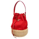 Prada Red Midollino and Canapa Bucket Bag