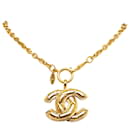 Chanel Gold CC Anhänger Halskette