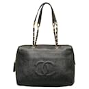Chanel CC Caviar Chain Tote Bag Bolsa de couro em bom estado