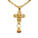 Chanel CC Cross Bell Chain Necklace Metal Necklace in Good condition