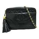 Chanel gesteppte CC Kameratasche Umhängetasche aus Leder in gutem Zustand