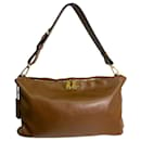Miu Miu Large Sacca soft calf canella brown gold hardware top single handle bag