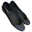 Iconic glam rock ballerinas The Kooples 39 Black leather and metal