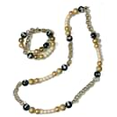 Ensemble DOLCE & GABBANA collier et bracelet en acier plaqué or avec perles en or noir et blanc - Dolce & Gabbana