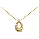 YSL Gold Gold Plated Crystal Twisted Drop Pendant Necklace - Yves Saint Laurent