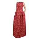 Burgundy sleeveless floral jacquard dress - size UK 10 - Erdem
