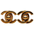 Chanel Gold CC Turn Lock Clip On Earrings