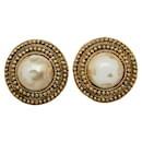 Pendientes de clip redondos con perlas artificiales - Chanel