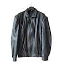 Yves Saint Laurent jaqueta masculina vintage de couro preta
