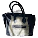 Celine luggage tote in leather and shearling - Céline