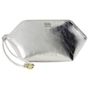 Ganni Bou Zipped Clutch - Ganni - Synthetic Leather - Silver
