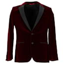 Hugo Boss Slim Fit Velvet Jacket in Burgundy Cotton