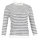 Chloe Quarter Sleeve Striped Top in Black and White Cotton - Chloé