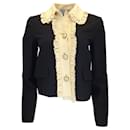 Gucci Black / ivory 2016 GG Logo Pearl Buttoned Ruffled Wool and Silk Blazer - Autre Marque