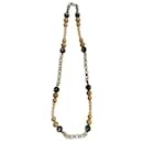 DOLCE & GABBANA necklace in golden steel with white pearls, gold and black - Dolce & Gabbana