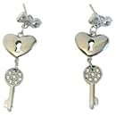 DOLCE & GABBANA steel earrings with logged heart and "key to happiness" - Dolce & Gabbana