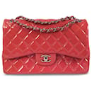 Chanel Pink Jumbo Classic Patent lined Flap