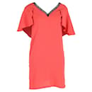 Maje Rysandre Flutter-Sleeve Dress in Red Polyester