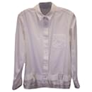 Sacai Button-Down with Pleated Hem in White Polyester
