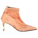Balmain Pointed-Toe Ankle Boots in Pink Suede