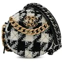Chanel Black Round Tweed 19 Clutch with Chain and Lambskin Coin Purse