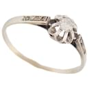 SOLITAIRE RING SIZE 52 7 diamants 0.14ct white gold 18K 1.3GR GOLD RING DIAMOND - Autre Marque