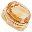 CABOCHON SET CITRINE STONE RING IN YELLOW GOLD 18K 9.3 GR T49 GOLDEN RING - Autre Marque