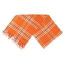 NEW HERMES SCARF EMBROIDERED LOGO STOLE IN ORANGE CASHMERE SCARF - Hermès