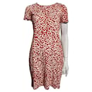 Vestido de seda DvF New Reina em vermelho e branco - Diane Von Furstenberg