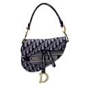 Blue Jacquard Oblique Canvas Embroidery Saddle Bag - Christian Dior