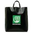 Balenciaga Black Leather Logo BB Market Tote