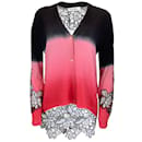 Prabal Gurung Pink / Black Multi Floral Lace Detail Wool and Cashmere Knit Cardigan Sweater - Autre Marque
