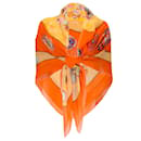 Hermes Orange Multi Sulfures bedruckter großer quadratischer Schal / Schal / einwickeln - Autre Marque