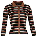 Theory Striped Button-Down Sweater in Multicolor Wool