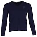 Gucci Badge V-Neck Sweater in Navy Blue Wool