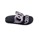 Hermes Silver Leather Chaîne d’Ancre Extra Slide Sandals Shoes Size 37 - Hermès