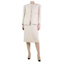 Beige houndstooth jacket and skirt set - size UK 16 - Autre Marque
