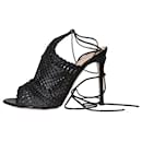 Sandalias de napa con detalle de tejido en color negro - talla UE 38 - Gianvito Rossi