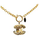 Chanel Gold CC Anhänger Halskette