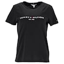 Tommy Hilfiger Womens Essential Embroidery Organic Cotton T Shirt in Black Cotton