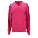 Tommy Hilfiger Mens Cotton Silk V Neck Jumper in Pink Cotton
