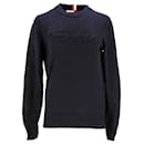 Tommy Hilfiger Mens Th Signature Logo Jumper in Navy Blue Cotton