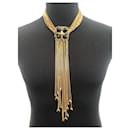 Rare Chanel 11P Runway CC Gripoix Gold Metal Extra Long Chain conditionment Necklace