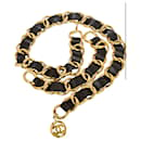 Vintage Chanel 93P Runway 24K Gold Plated & Leather Thick Chain Link Belt/Necklace