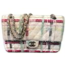 Chanel 04P Multicolor CC Classic Timeless Tweed Medium lined Flap Bag with Ruthenium Hardware