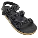 Chanel Black Patent Leather Chain Embellished Sandals - Autre Marque