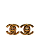Gold Chanel CC Turn Lock Clip On Earrings
