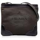 Bolsa Prada Canapa Logo Marrom